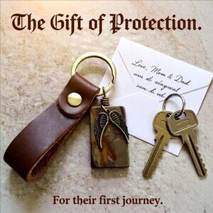 New Driver - Jasper + Angel Wings - Key Chain - Masculine Rugged Rustic